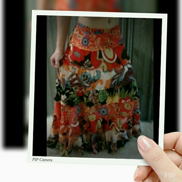 new directions Dresses & Skirts - Boho Bold Print Layered Gypsy Maxi Skirt